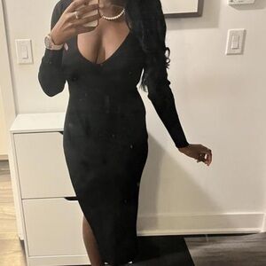 Dynamite Black Ribbed Maxi Sweater Dress